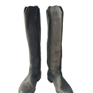 Frye Cara Tall Leather Pull On Riding Boots Size 6.5 B Gray